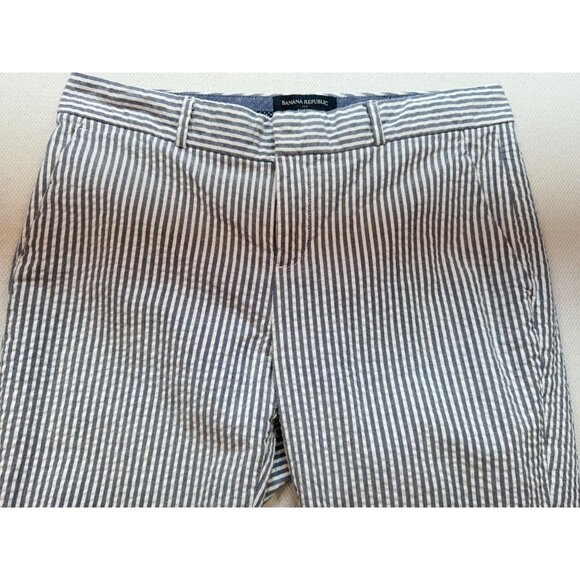Banana Republic Womens Hampton Straight Pants Sz 2 Blue White Pinstripe Workwear - Picture 4 of 14